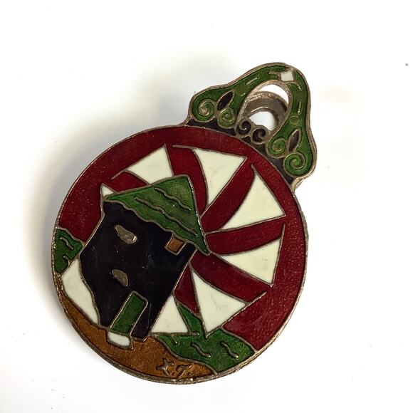 Vintage Greece Heavy Brass Enamel Large Paper Clip Bird Seagull Ocean 2.5”D - Picture 3 of 5